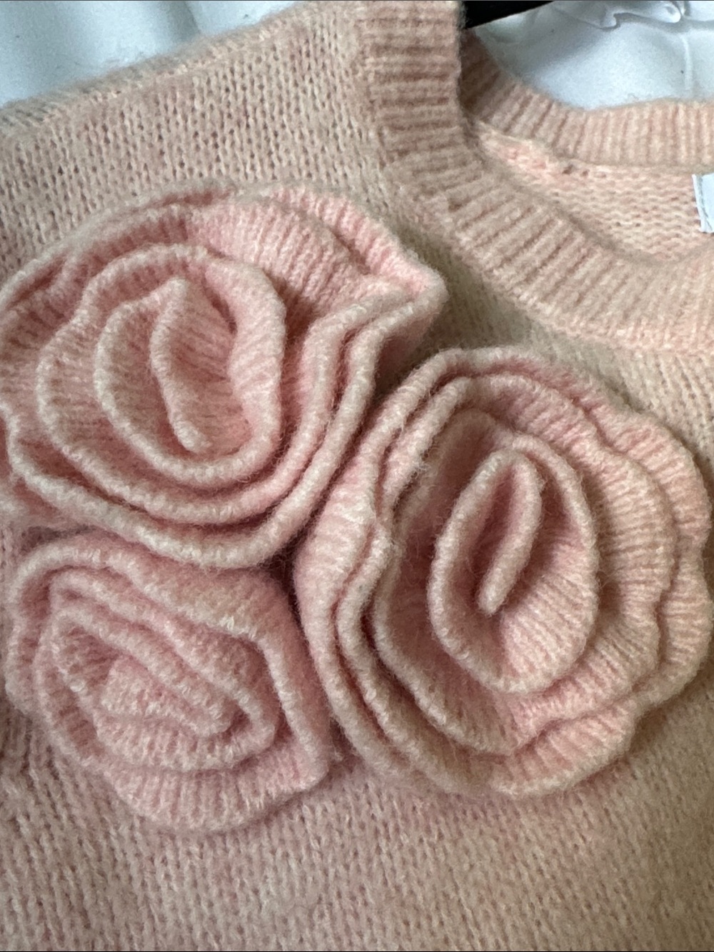 Liz Claiborne Blush Pink Short Sleeve Rosette Sweater - Picture 5 of 11